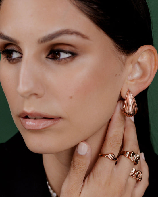 Textured Droplet Studs Large Rose Gold