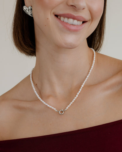 Pearly Charm Necklace Silver
