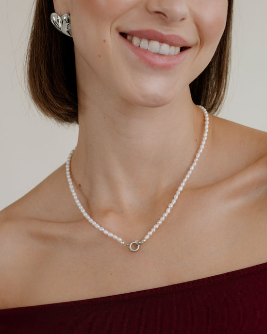 Pearly Charm Necklace Silver