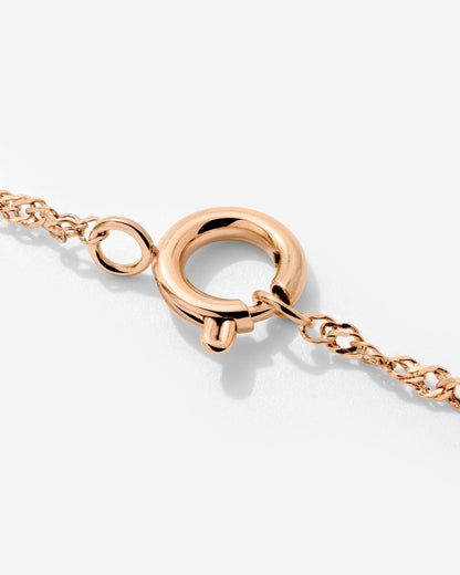 Singapore Chain Charm Necklace Rose Gold