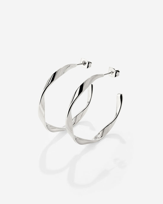 Sahira Hoop Studs Medium Silver