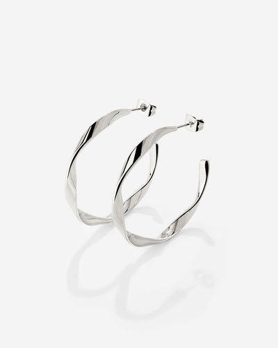 Sahira Hoop Studs Medium Silver