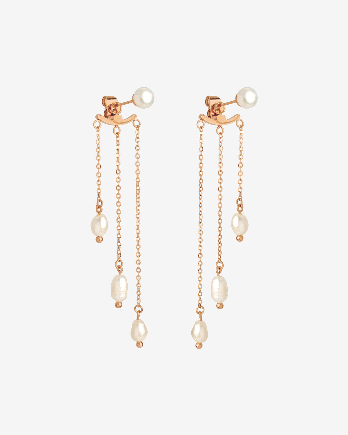 Annas Sparkle Pearl Studs Rose Gold