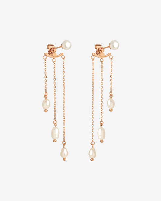 Annas Sparkle Pearl Studs Rose Gold