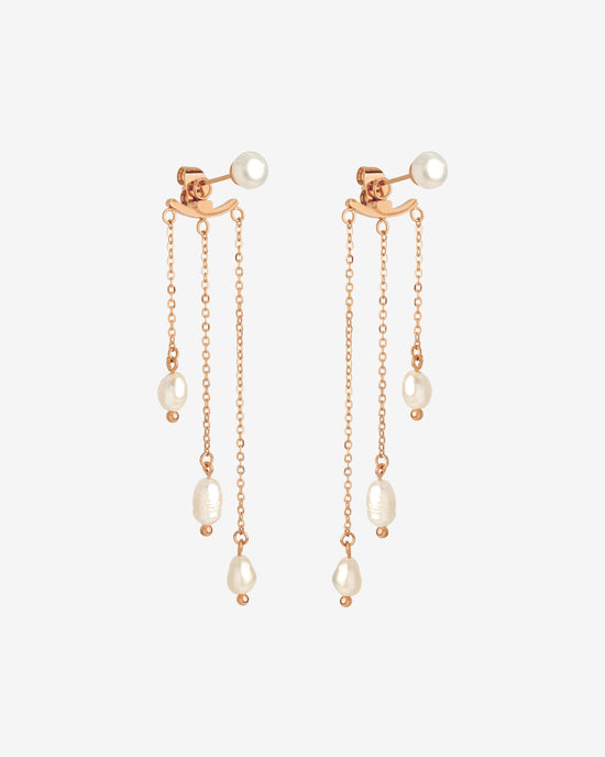 Annas Sparkle Pearl Studs Rose Gold