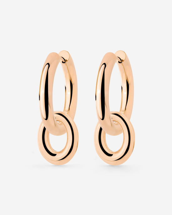 Chunky Oval Donut Hoop Set Medium Rose Gold