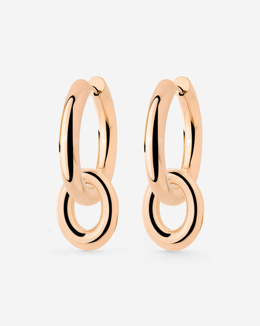 Chunky Oval Donut Hoop Set Medium Rose Gold