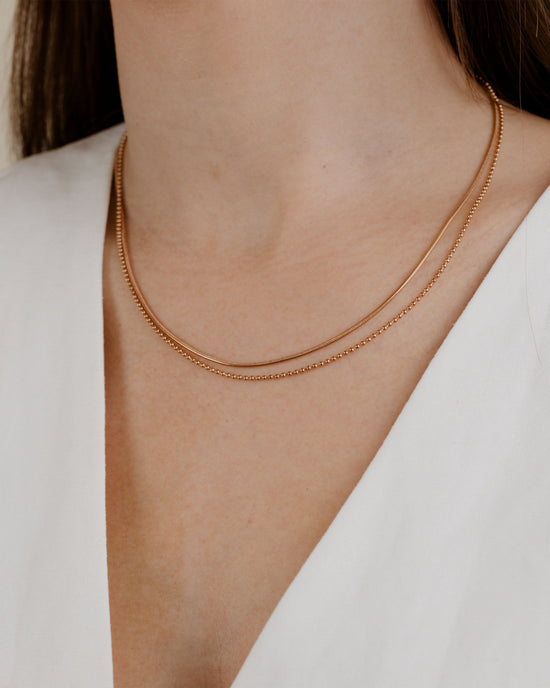 Duo Beads Necklace Rose Gold