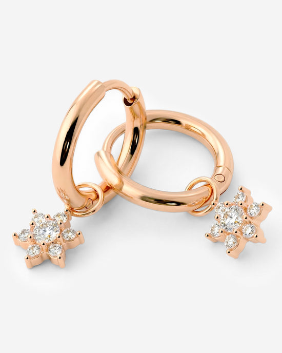 White Petal Hoop Set Small Rose Gold