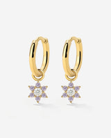 Purple Petal Hoop Set Small Gold