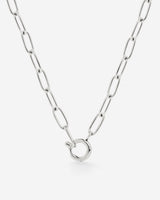 Oval Links Charm Necklace Silver