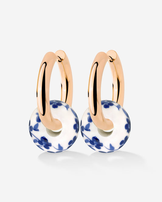 Chunky Flower Tile Hoop Set Medium Rose Gold