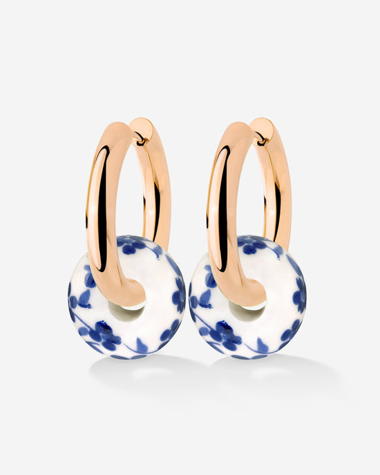 Chunky Flower Tile Hoop Set Medium Rose Gold