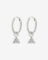 Tiny Beads Twisted Hoop Set Small Silver