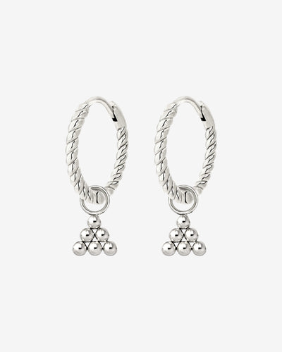 Tiny Beads Twisted Hoop Set Small Silver