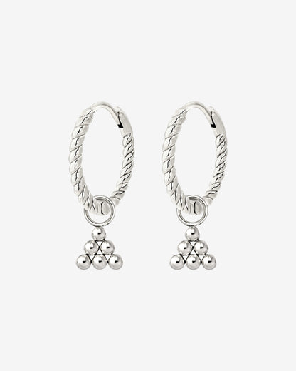Tiny Beads Twisted Hoop Set Small Silver