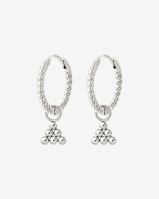 Tiny Beads Twisted Hoop Set Small Silver