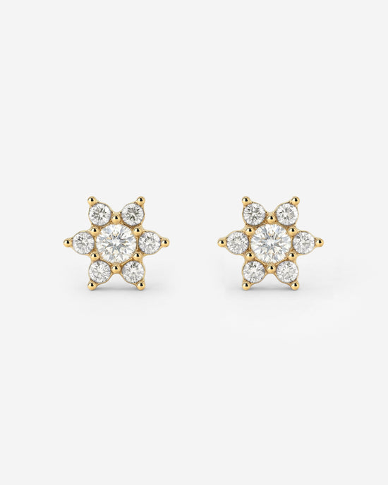 Sparkling White Petal Studs Gold