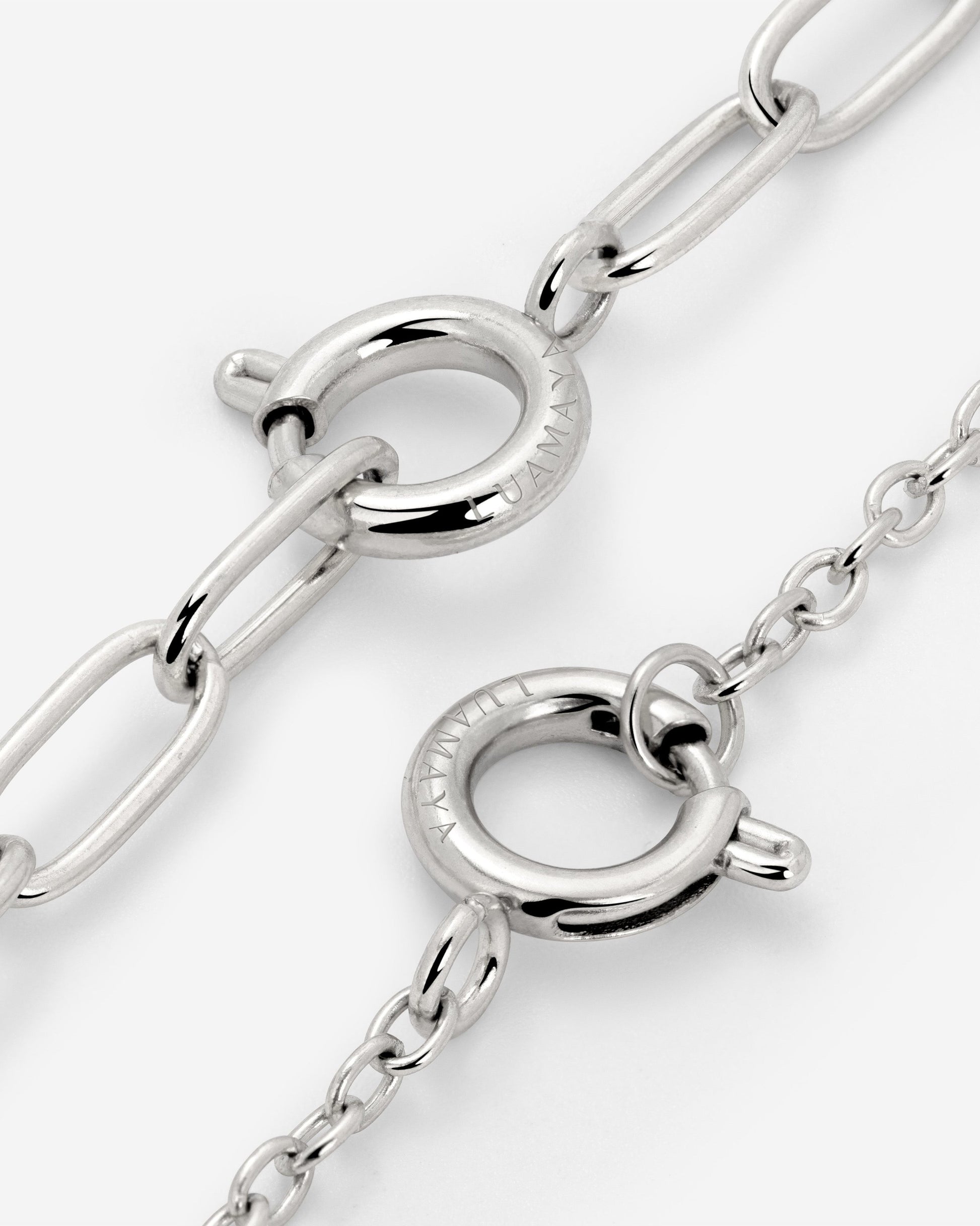Oval Links Charm Necklace Silver