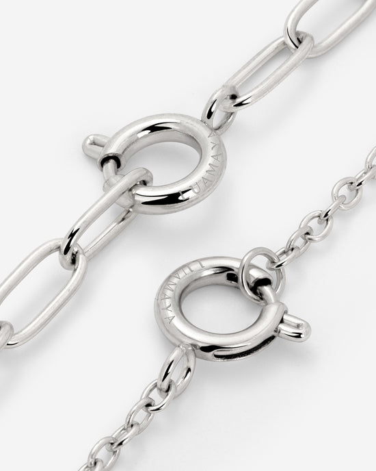 Oval Links Charm Necklace Silver
