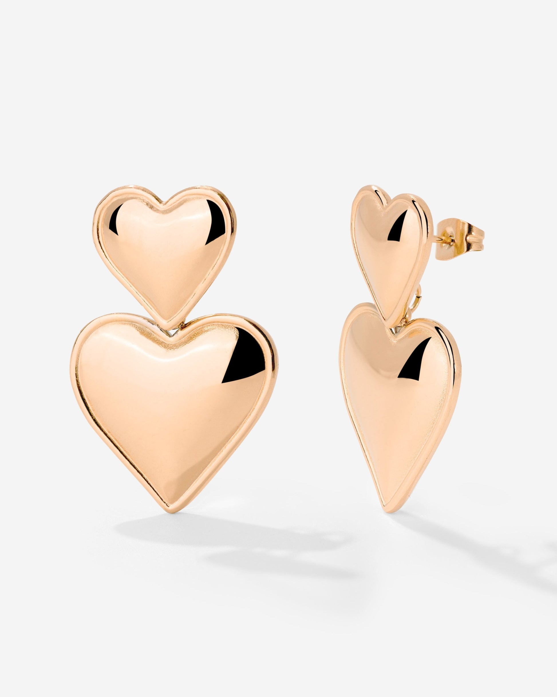 Pillow Hearts Earrings Rose Gold