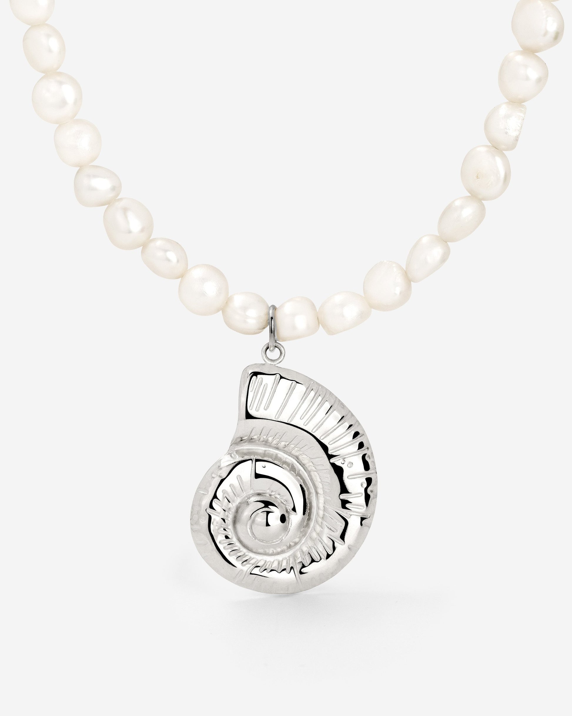 Ammonite Pearl Necklace Silver