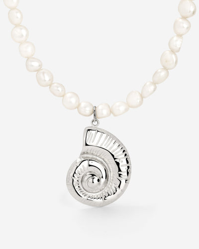 Ammonite Pearl Necklace Silver