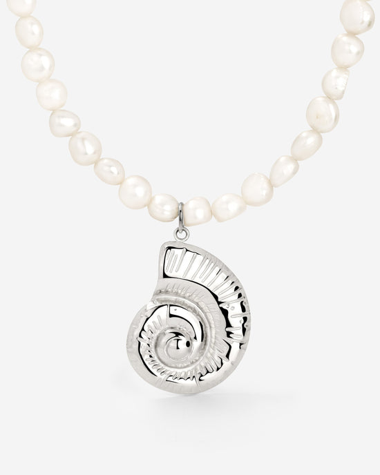 Ammonite Pearl Necklace Silver