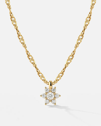 Sparkling White Petal Necklace gold