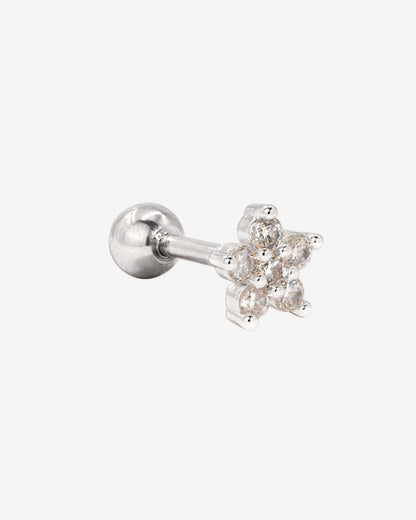 Radiant Flower Piercing Stud Silver