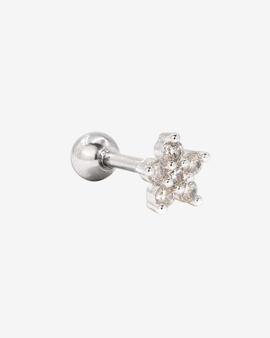 Radiant Flower Piercing Stud Silver