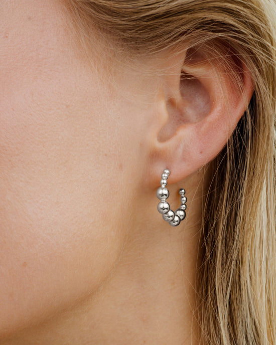 Infinite Beads Hoop Studs Silver