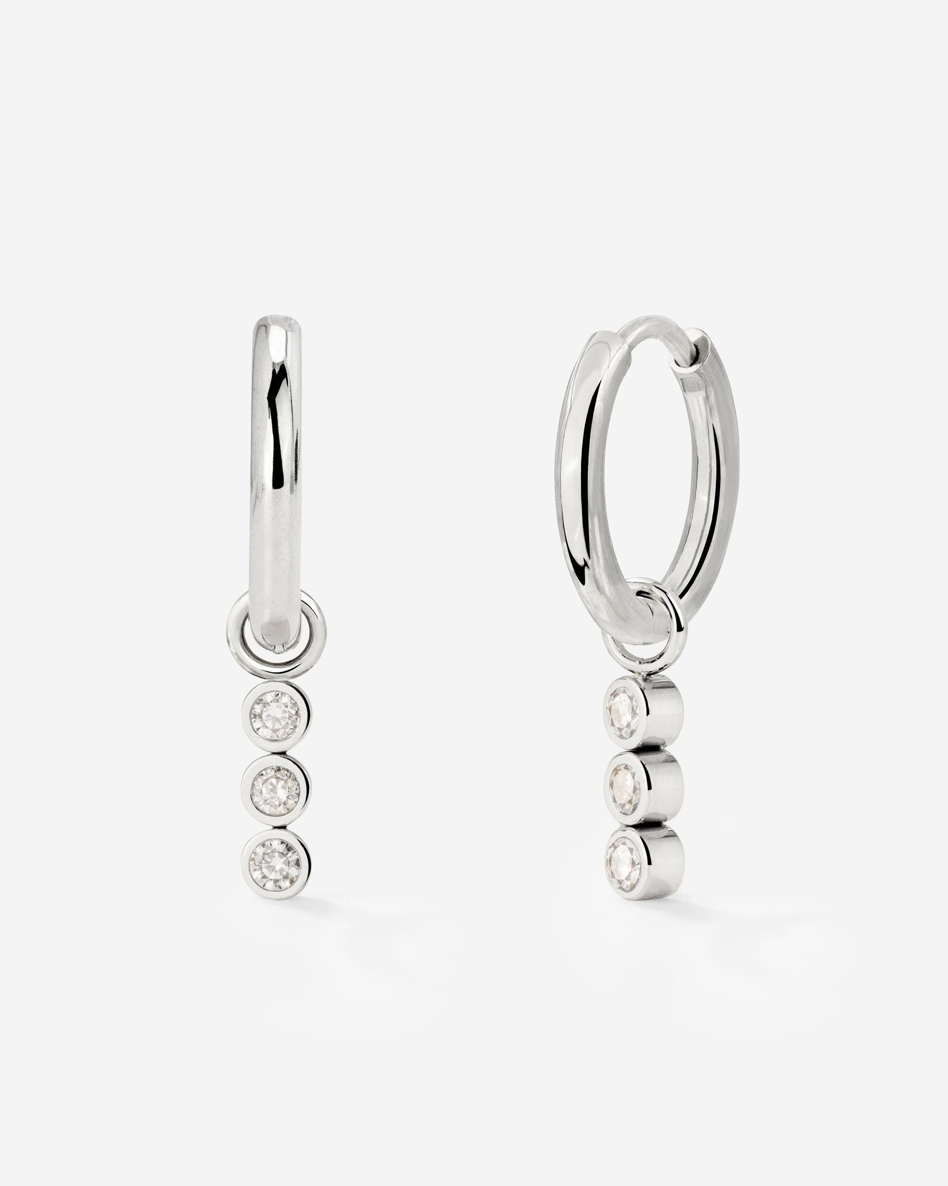 Bezel Bling Hoop Set Small Silver