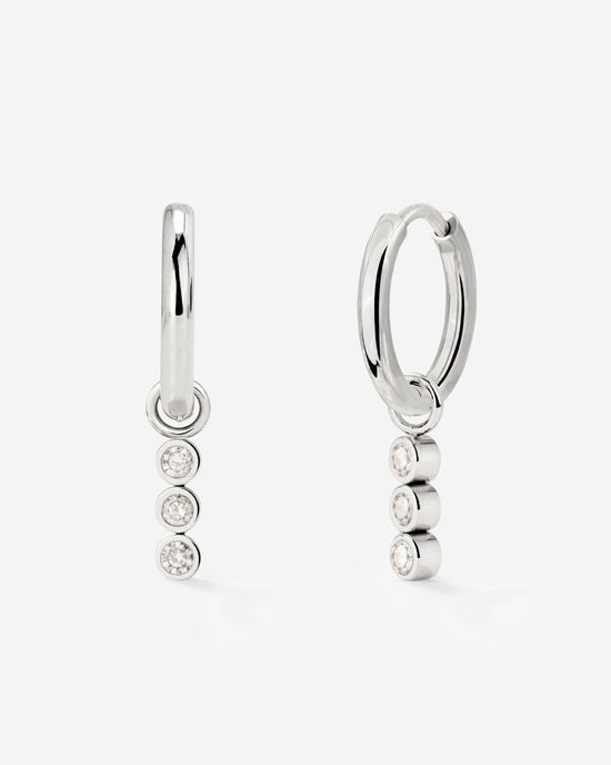 Bezel Bling Hoop Set Small Silver