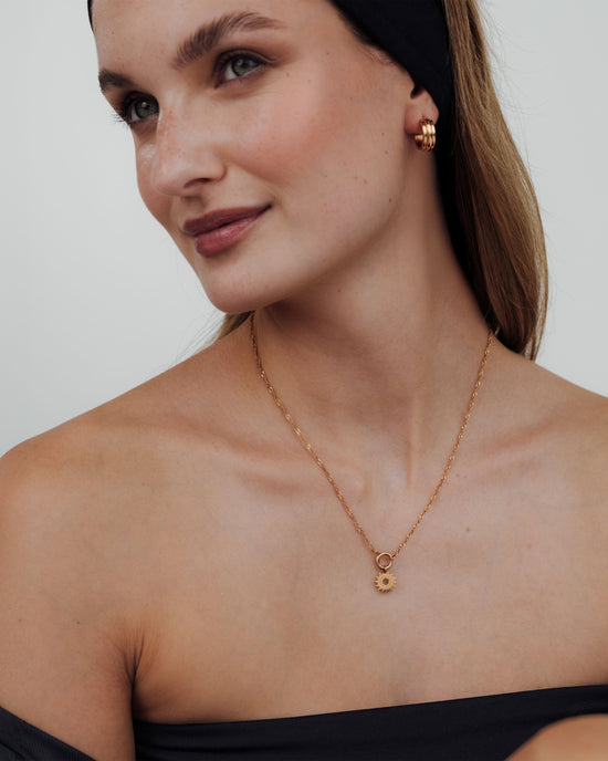 Sun Ray Singapore Chain Necklace Set Rose Gold