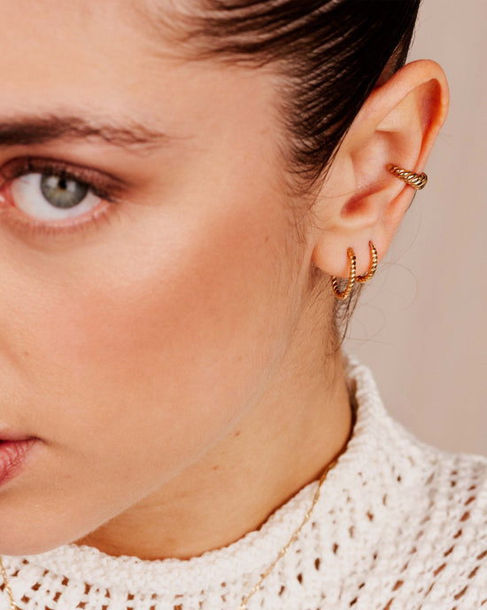 Twisted Hoop Set Small Rose Gold