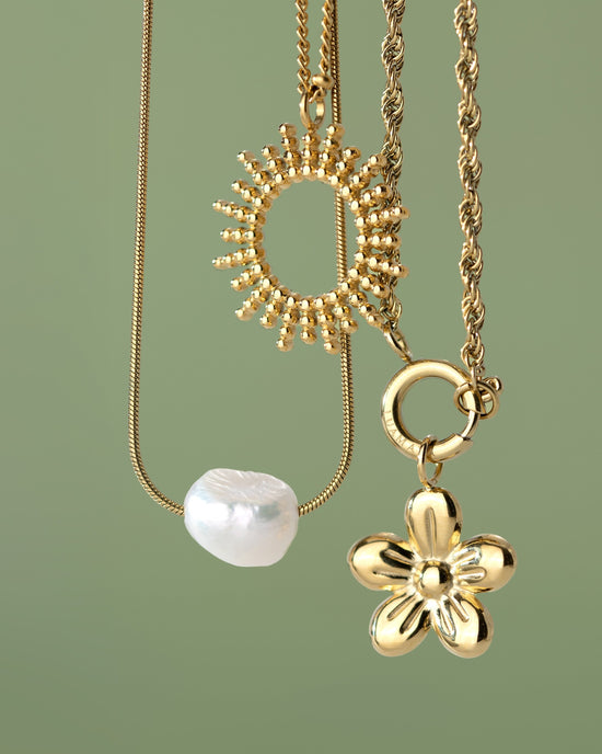 Blossom Rope Chain Necklace Set Gold