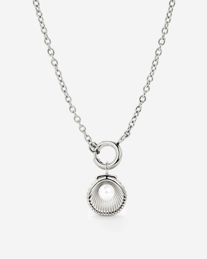 Pearly Shell Classic Chain Necklace Set Silver