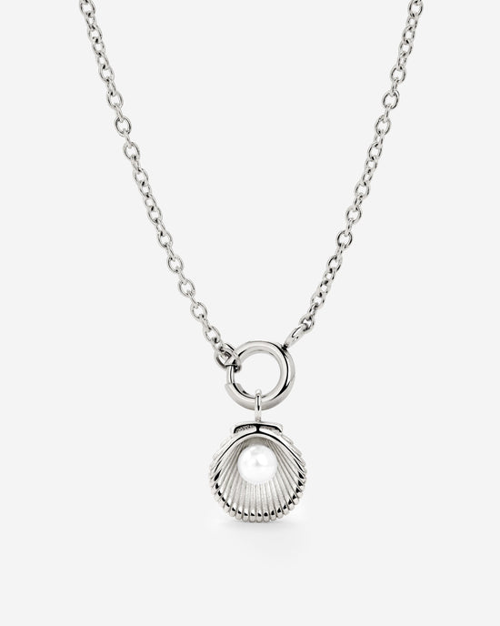 Pearly Shell Classic Chain Necklace Set Silver