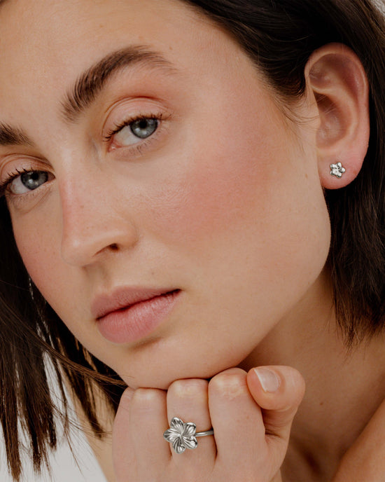 Floral Glow Studs Silver