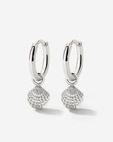 Cute Shell Hoop Set Silver
