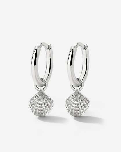 Cute Shell Hoop Set Silver
