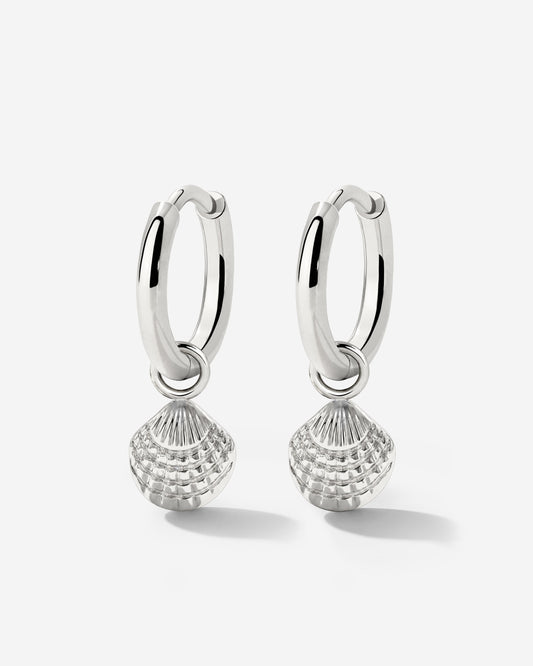 Cute Shell Hoop Set Silver