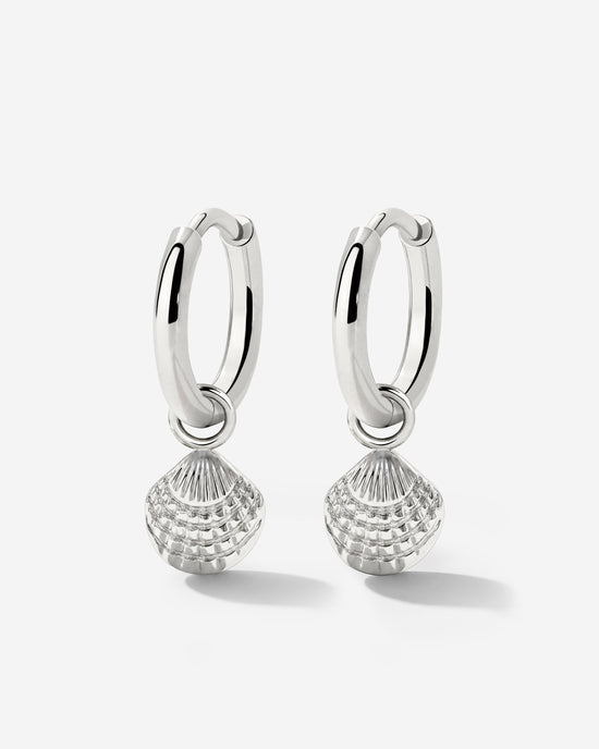 Cute Shell Hoop Set Silver