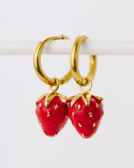 Strawberry Hoop Set Small Gold