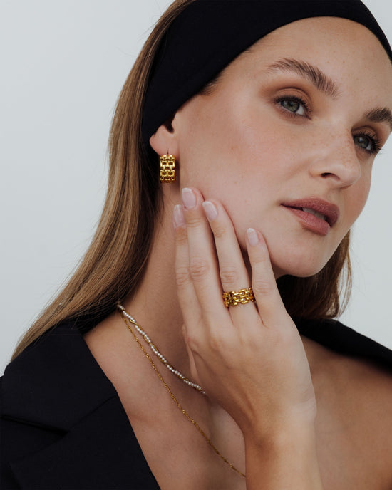 Reverie Hoop Studs Gold