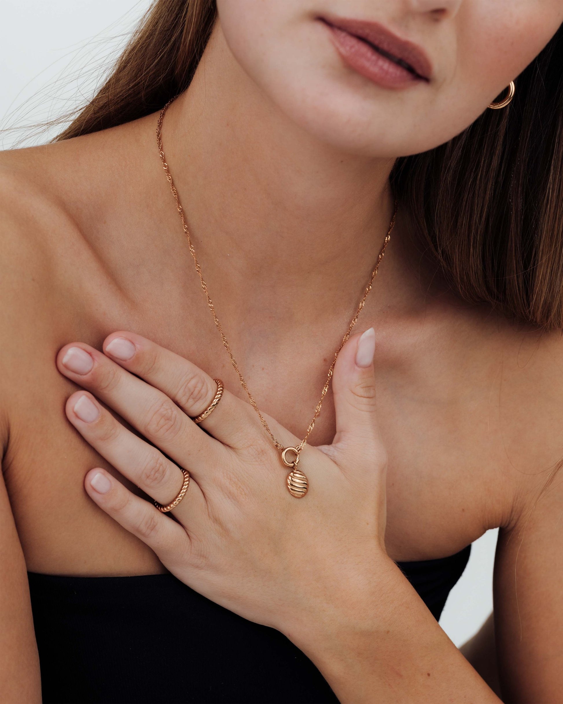 Serenity Singapore Chain Necklace Set Rose Gold