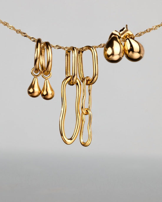 Blending Duo Oval Hoop Set Baby Gold