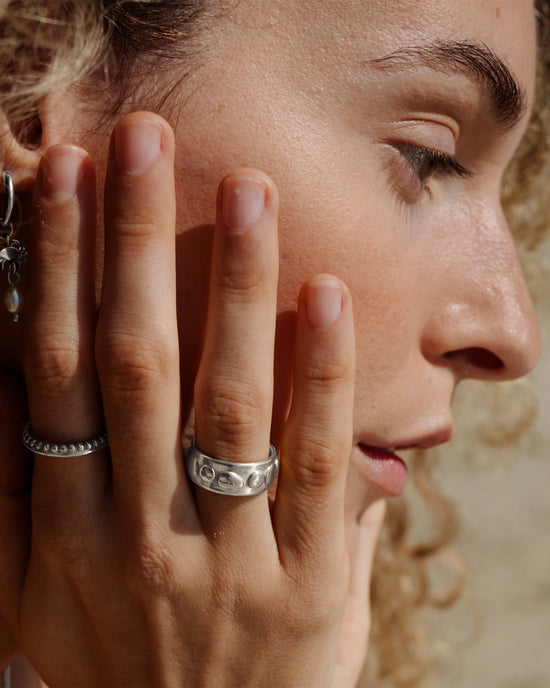 Boho Beads Ring Silver