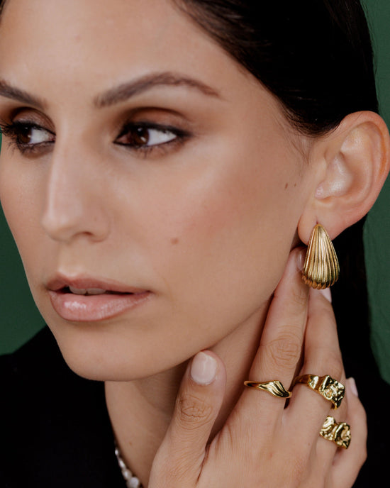 Textured Droplet Studs Large gold